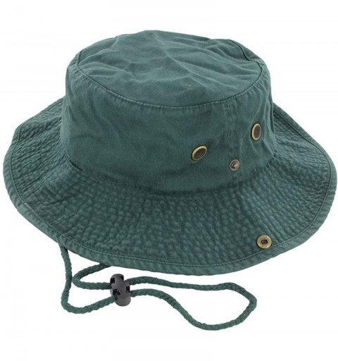 Sun Hats 100% Cotton Boonie Fishing Bucket Men Safari Summer String Hat Cap - Darkgreen - CD11WT1ZT7J $26.76