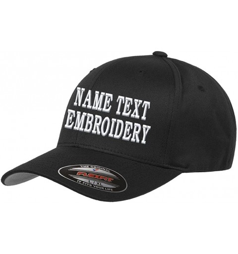 Baseball Caps Custom Embroidery Hat Flexfit 6277 Personalized Text Embroidered Fitted Size Cap - Black - C3180ULN06W $16.36