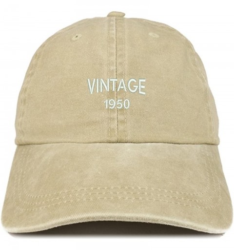 Baseball Caps Small Vintage 1950 Embroidered 70th Birthday Washed Pigment Dyed Cap - Khaki - CV18C6YIWRT $17.77