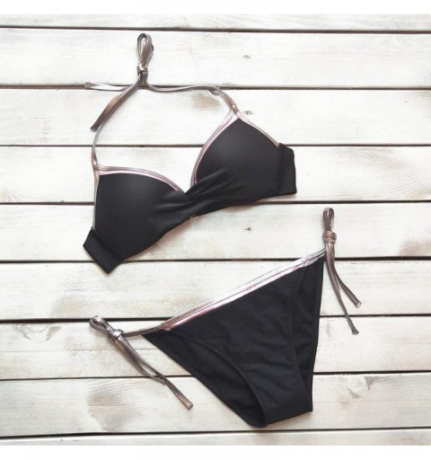Rain Hats Swimsuits for Womens- Cross Bandage Bikini Set Push-Up Brazilian Swimwear Beachwear Swimsuit - Hot Pink - CL18NOR0E...