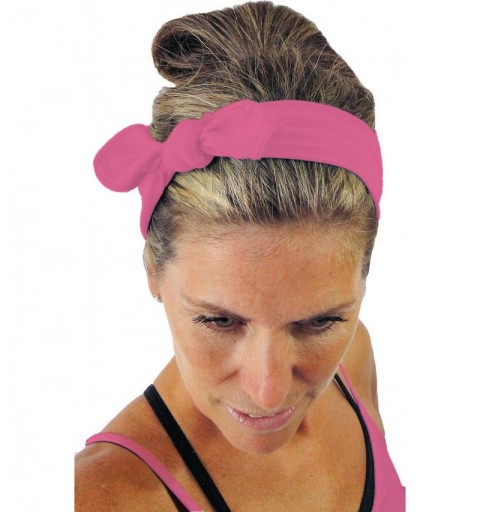 Headbands Removable Bow Training Headband - No Slip - No Sweat- Fucsia Fuchsia - Fucsia Fuchsia - C412I8WPNCX $10.08