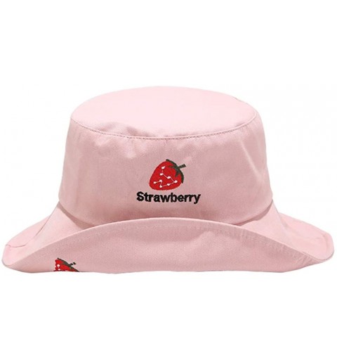 Bucket Hats Fashion Fruit Bucket Hat for Women Trendy Strawberry Painted Foldable Summer Cotton Fisherman Sun Caps - CY1983QA...