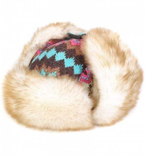 Bomber Hats Winter Knit Aviator Hat Russian Ushanka Cossack Trapper Pilot Cap Hat with Faux Fur Lining for Women Men - CO18YC...