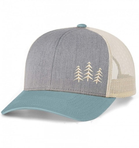 Baseball Caps Trucker Snapback Baseball Hat - Tree - Heather Grey/Smoke Blue/Beige - C818OIZAM5M $20.22