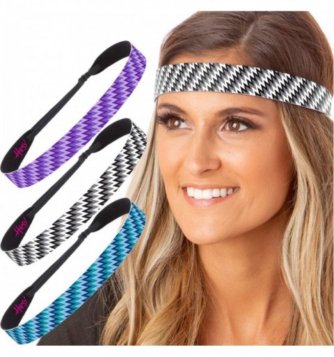 Headbands Women's Adjustable NO SLIP Zigzag Wide Headband - Dark Purple Black & Teal - C8125PE9GKR $36.97
