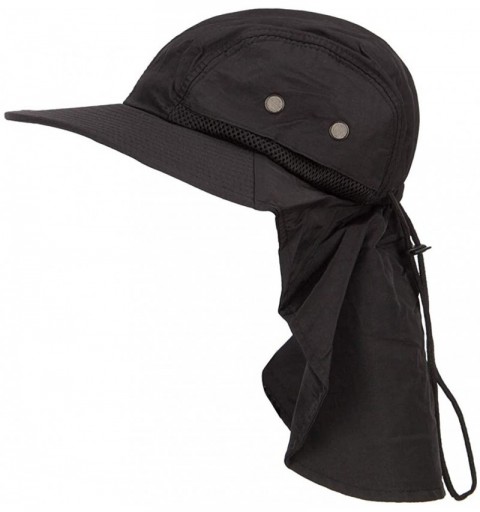 Sun Hats Mesh Sun Protection Flap Hat - Black - C718KELXCQ4 $46.73