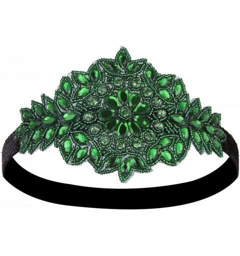 Headbands Black Silver Art Deco 1920s Flapper Headband Headpiece - Green - CY184K4KHQY $9.91