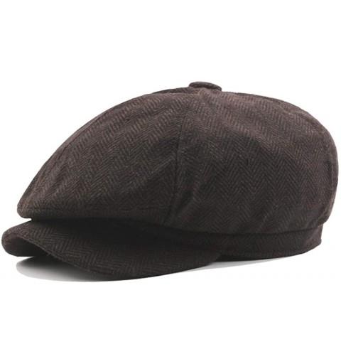 Newsboy Caps Lrish Peaky Blinders Hat Tweed - Herringbone Cotton Newsboy Painter Hat - Coffee - CP18WXRYC8T $13.38