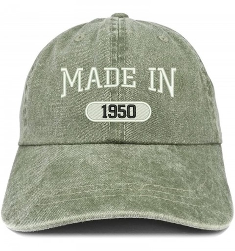 Baseball Caps Made in 1950 Embroidered 70th Birthday Washed Baseball Cap - Olive - CX18C7I3CKA $21.98
