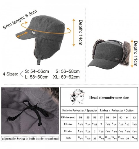 Baseball Caps Mens Womens Winter Wool Baseball Cap with Ear Flaps Faux Fur Earflap Trapper Hunting Hat for Cold Weather - CJ1...