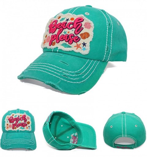 Baseball Caps Beach Please Women's Cotton Baseball Hat - Turquoise - CW18W69TUD5 $14.83