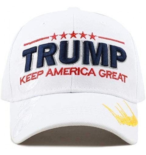 Baseball Caps Trump 2020 Keep America Great 3D Embroidery American Flag Baseball Cap - 019 White - CF18WO8RGMH $13.96