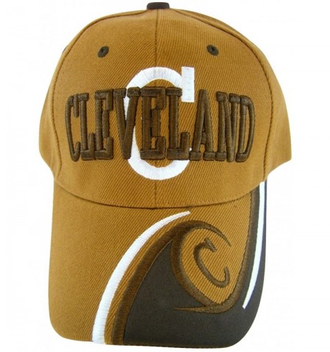 Baseball Caps Cleveland Men's C Wave Pattern Adjustable Baseball Cap - Dark Orange/Brown - CR17X6C2MKG $14.09