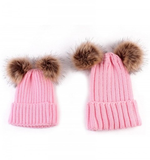 Skullies & Beanies Family Matching Hat Winter Warm Cotton Knitting Beanie Cap for 0-3 Years Baby - A06 - Pink - CJ1886UD5T8 $...