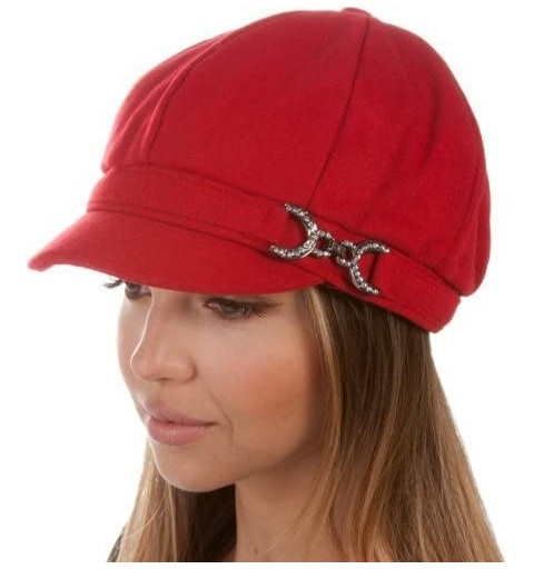 Newsboy Caps Jessica Unisex Wool Newsboy Cabbie Hat - Red - C111UAAMXUF $11.60