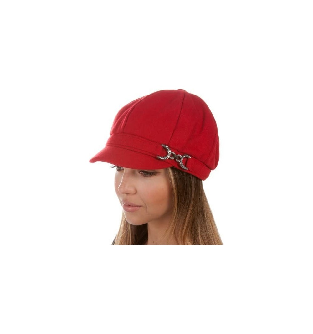 Newsboy Caps Jessica Unisex Wool Newsboy Cabbie Hat - Red - C111UAAMXUF $11.60