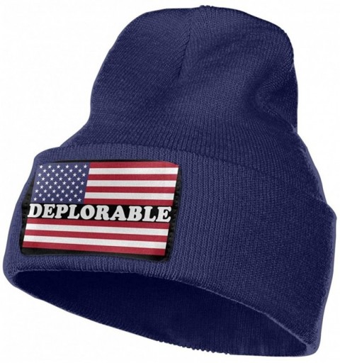 Skullies & Beanies Deplorable American Flag Men Women Knit Hats Stretchy & Soft Ski Cap Beanie - Navy - CR18LKWMIC7 $15.63