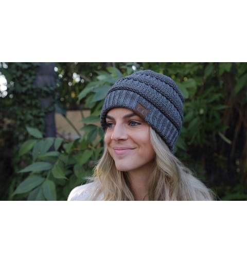 Skullies & Beanies E3-70 Womens Beanie Soft Knit Classic Ribbed Slouch Hat - Charcoal - CY18Y423D07 $12.29