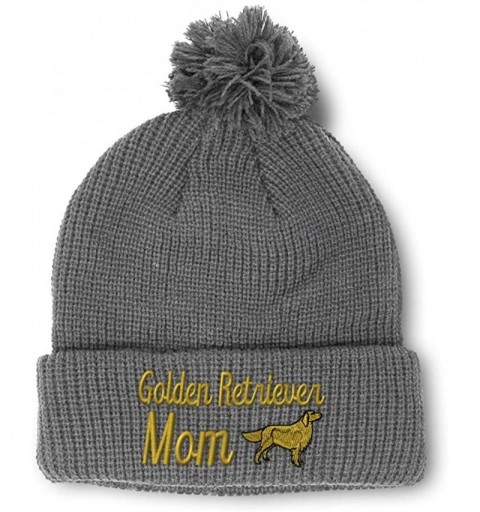 Skullies & Beanies Winter Pom Pom Beanie Men & Women Golden Retriever Mom Embroidery Skull Cap Hat - Light Grey - CM18A0E3A9W...