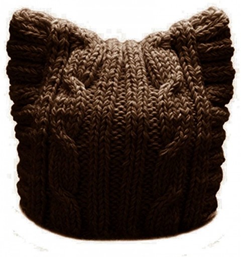 Skullies & Beanies Handmade Knit Pussycat Hat Women's March Parade Cap Cat Ears Beanie - Adult-dark Coffee - C1189X6SL96 $9.72