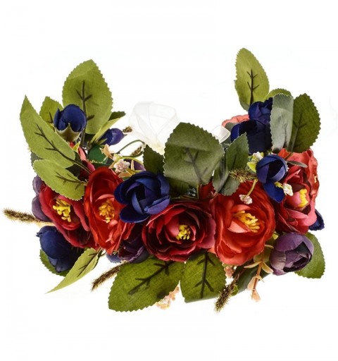 Headbands Rose Flower Headband Floral Crown Garland Halo - Royal Blue - CZ17YC7HM35 $26.90