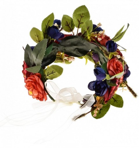 Headbands Rose Flower Headband Floral Crown Garland Halo - Royal Blue - CZ17YC7HM35 $10.20