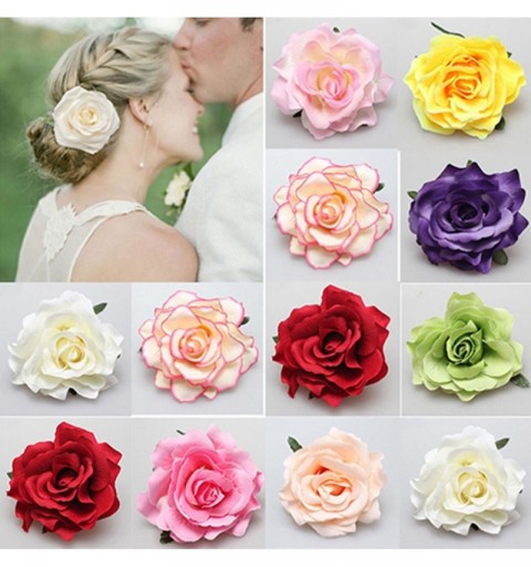 Headbands Women Sweet Big Rose Blossom Flower Wedding Bridal Hair Clip Hairpin Brooch Pin - CI187EZAH65 $7.62