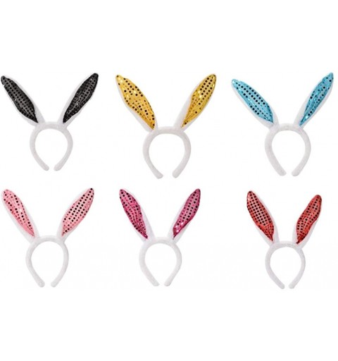 Headbands Sequin Bunny Rabbit Ears Headband - 4 PC (Random Colors) - CZ18Q7G0I84 $13.85