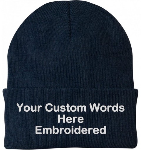 Skullies & Beanies Customize Your Beanie Personalized with Your Own Text Embroidered - Navy - C418IR8DWSD $15.51