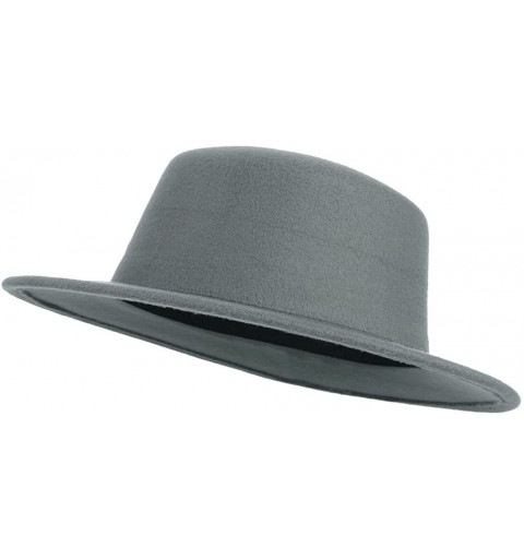Fedoras Adult Women Men Flat Top Hat Fedora Hats Trilby Caps Panama Hat Jazz Cap - Grey - C5180ET899G $10.88