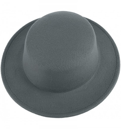 Fedoras Adult Women Men Flat Top Hat Fedora Hats Trilby Caps Panama Hat Jazz Cap - Grey - C5180ET899G $10.88