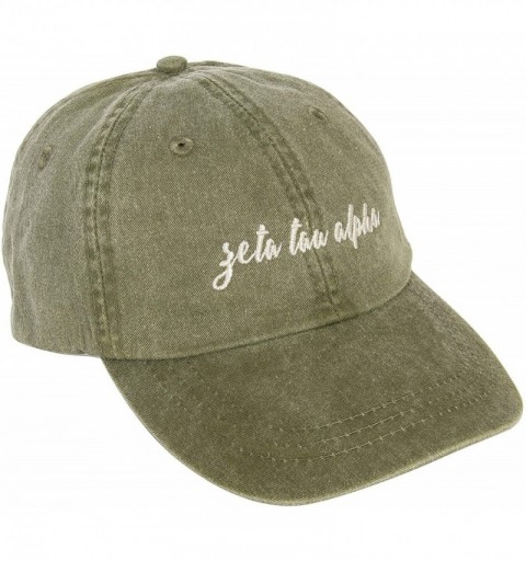 Baseball Caps Zeta Tau Alpha (N) Sorority Baseball Hat Cap Cursive Name Font ZTA - Cactus - CR18SDW8GZU $15.31