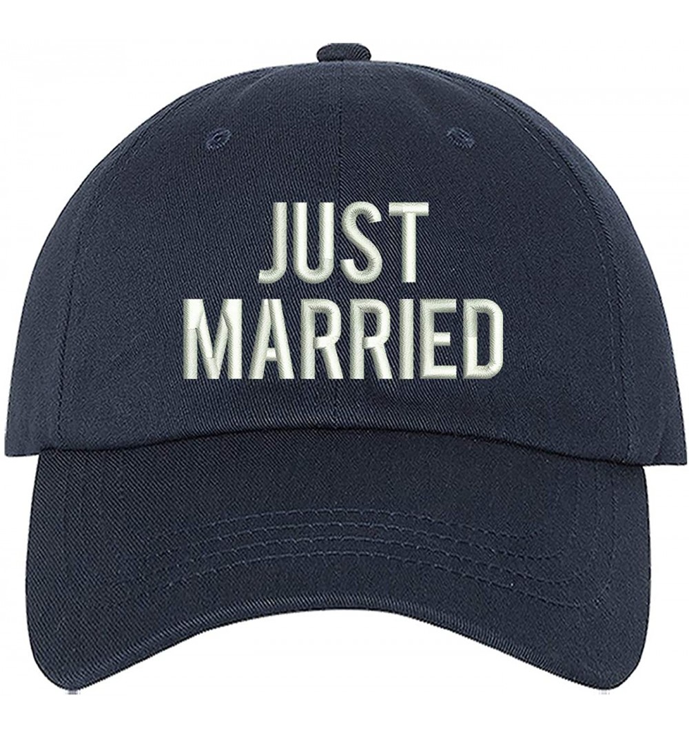 Baseball Caps Just Married Baseball Hat - Bachelor Hats - Groom Honeymoon Caps - Navy - CX195WD0DDT $12.88
