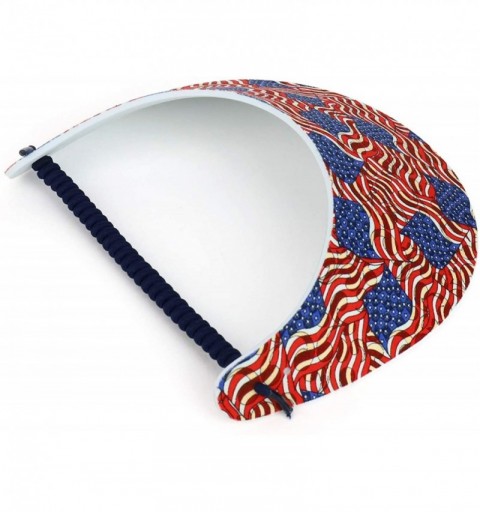 Visors Patriotic USA Flag Design Elastic String Coil Foam Sun Visor - A - CA18RZ2ZQIW $10.49
