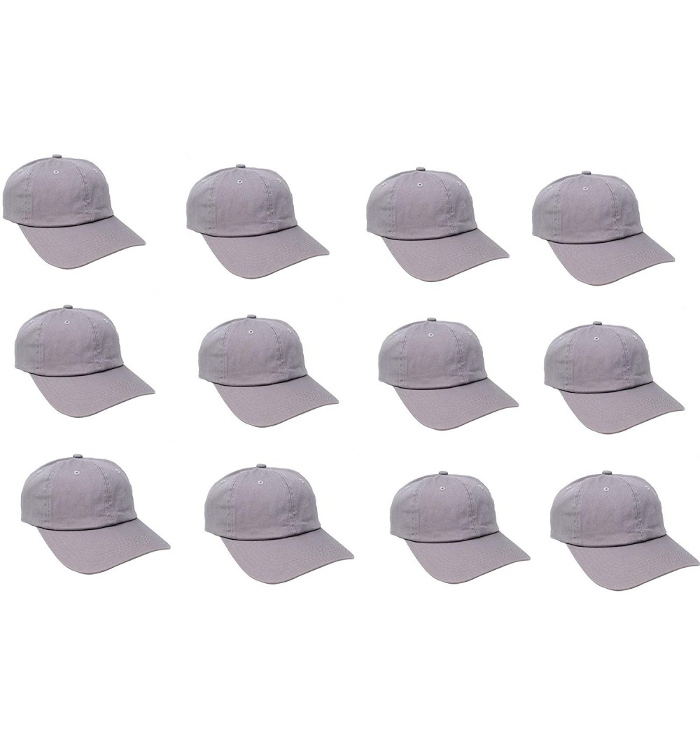 Baseball Caps Wholesale 12-Pack Baseball Cap Adjustable Size Plain Blank All Cotton Solid Color dad Hat - L Gray - CH195SS7OL...