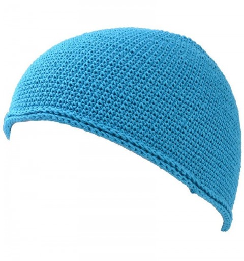Skullies & Beanies Kufi Hat Mens Beanie - Cap for Men Cotton Hand Made 2 Sizes by Casualbox - Turquoise - C1116HUIV87 $20.39