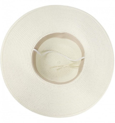 Sun Hats Womens Bowknot Straw Hat Foldable Beach Sun Hat Roll up UPF 50+ - "Ada White 5.9"" Brim" - CO1922T0GGS $10.09