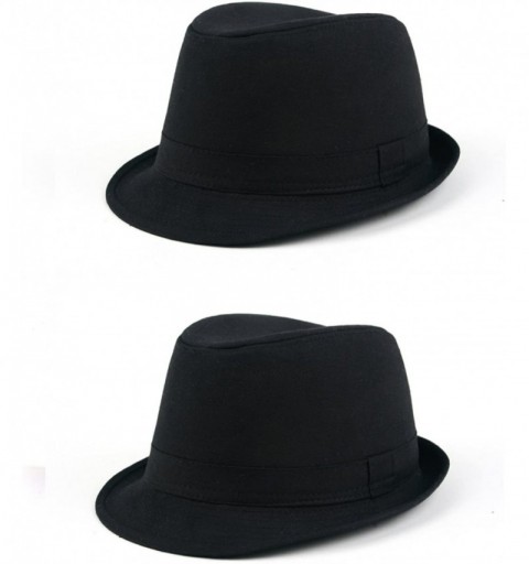 Fedoras Cool New Fedora Style Spring/Summer Hats P142 - 2 Pcs Black & Black - CN11AHH0FQL $28.94
