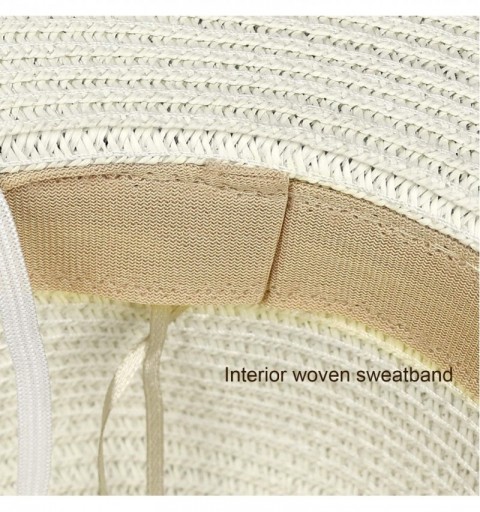 Sun Hats Womens Bowknot Straw Hat Foldable Beach Sun Hat Roll up UPF 50+ - "Ada White 5.9"" Brim" - CO1922T0GGS $10.09