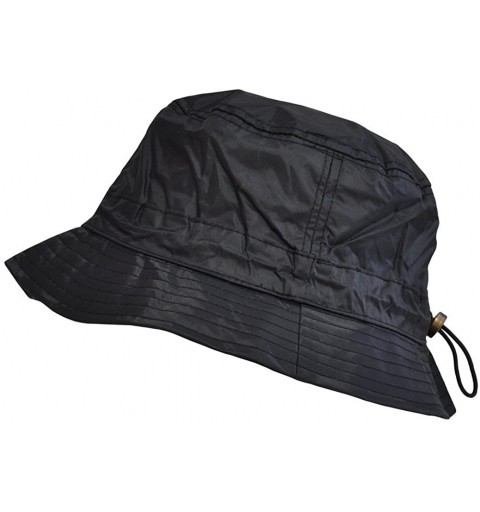 Bucket Hats Adjustable Waterproof Bucket Rain Hat in Nylon - 01-black - CB11UYFJZEP $40.57