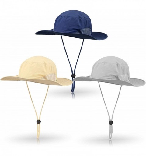 Sun Hats 3 Pieces Fishing Hats Windproof Bucket Hats Wide Brim Adjustable Sun Protection Caps - C61948Q7UNZ $48.83