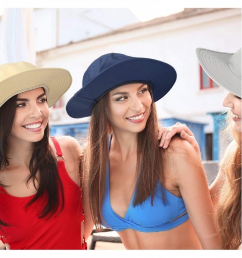 Sun Hats 3 Pieces Fishing Hats Windproof Bucket Hats Wide Brim Adjustable Sun Protection Caps - C61948Q7UNZ $24.12