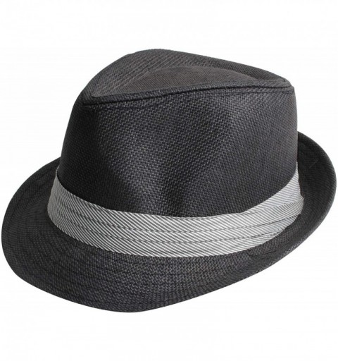 Fedoras Fedora Hats for Men & Women Tribly Short Brim Summer Paper - 10 - Black - CZ18W06N4DN $26.41