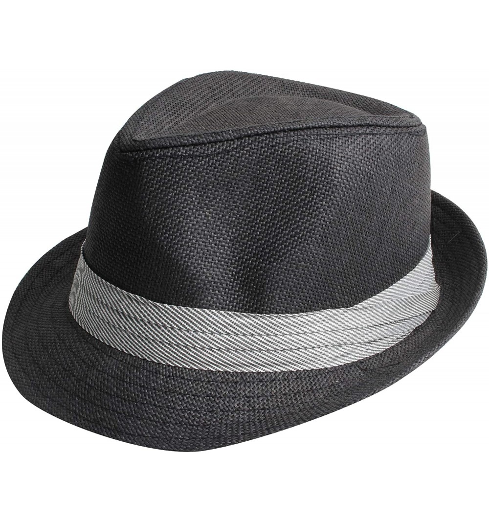 Fedoras Fedora Hats for Men & Women Tribly Short Brim Summer Paper - 10 - Black - CZ18W06N4DN $9.20