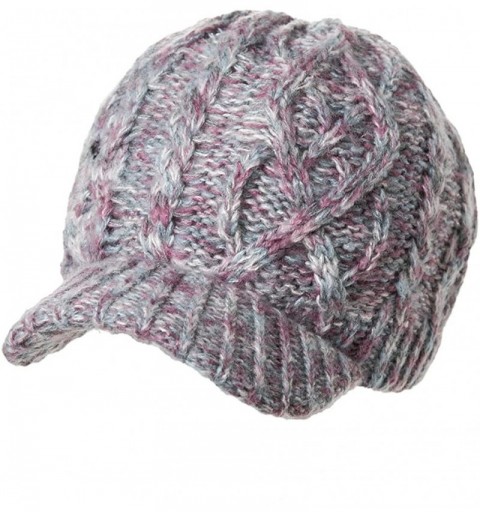 Skullies & Beanies Womens Knit Newsboy Cap Warm Lined Winter Hat 100% Soft Acrylic with Visor - 69242_purple - CF12NGGCTN8 $1...