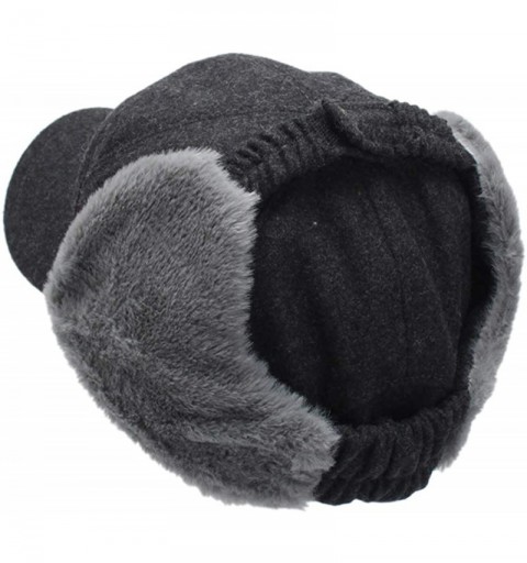 Baseball Caps Men Women Fashion Woolen Baseball Hat with Visor and Ear Flaps Winter Warm Cap - Dark Gray - CK18NHS6HLH $17.16