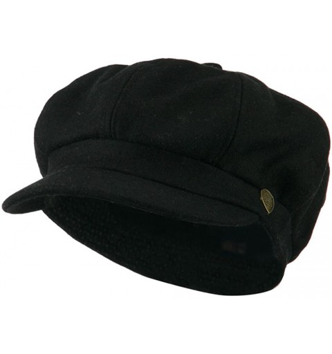 Newsboy Caps Wool Solid Spitfire Hat - Black - CQ11I67M103 $19.45