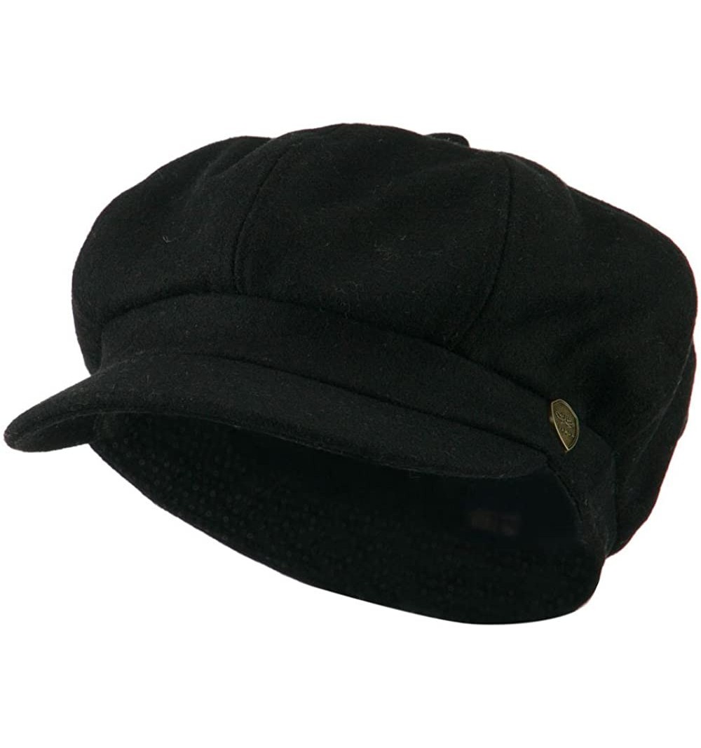 Newsboy Caps Wool Solid Spitfire Hat - Black - CQ11I67M103 $19.45