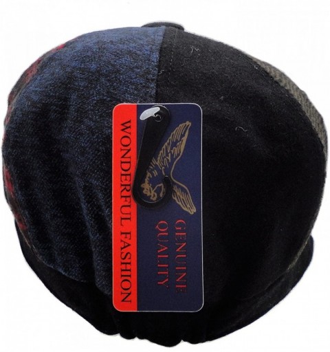 Skullies & Beanies Men's Wool Blend Applejack Houndstooth Plaid Ivy Newsboy Hat - Mutli-blue - CG185QMH5L6 $13.26
