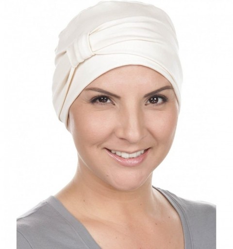 Headbands Double Layered Comfort Cotton Chemo Sleep Cap & Headband Beanie Hat Turban for Cancer - 14- Ivory (Cotton Knit) - C...